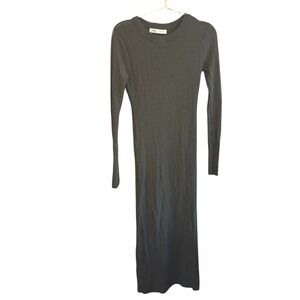 Zara‎ Gray Ribbed Knit Long Sleeve Bodycon Midi Dress Minimalist Chic Small